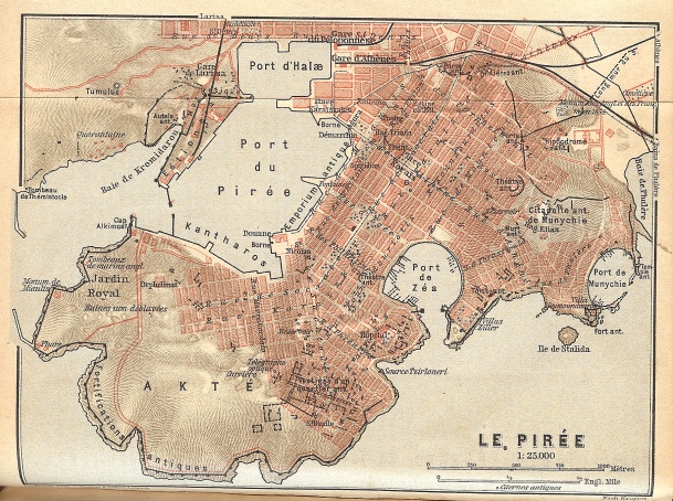  Un mapa del Pireo, sin apenas cambios desde su fundación hasta  la actualidad . 